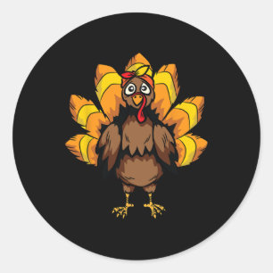 Pegatina Redonda Turco Costume Día de Acción de Gracias Otoño Caída
