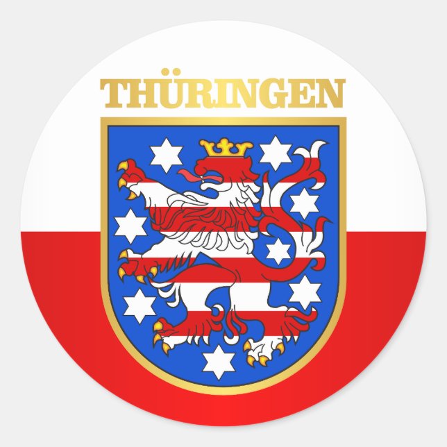 Pegatina Redonda Turingen (Turingia) COA (Anverso)