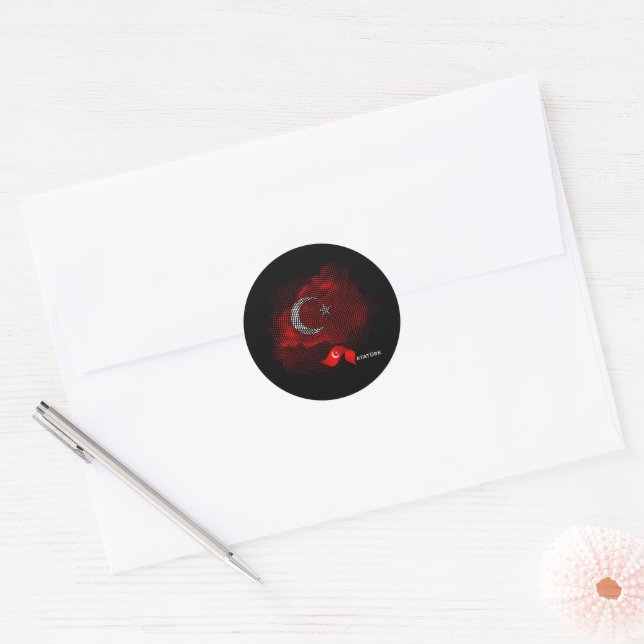 Pegatina Redonda Turkey flag (Sobre)