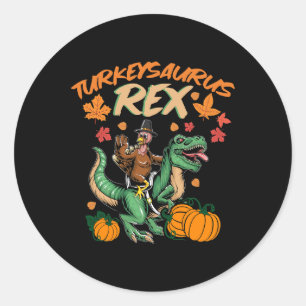 Pegatina Redonda Turkeysaurus Rex Dinosaur Trex Turquía Acción de G