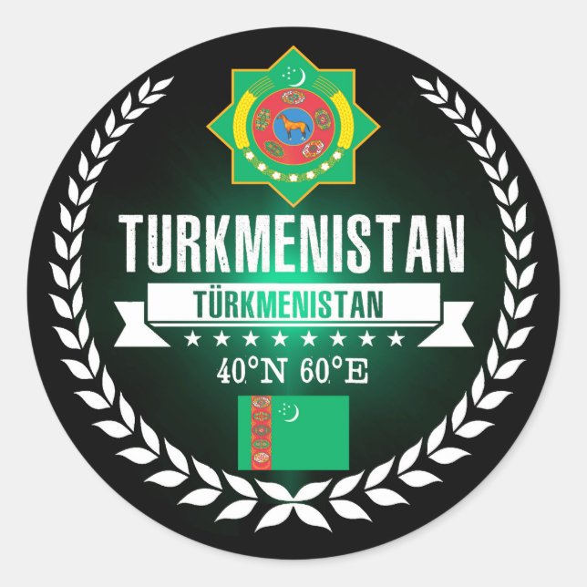 Pegatina Redonda Turkmenistán (Anverso)
