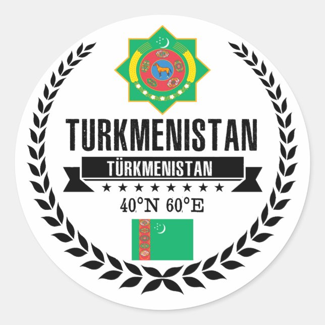 Pegatina Redonda Turkmenistán (Anverso)