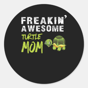 Pegatina Redonda Turlte Lover Freakin' A Wesome Turlme Mom