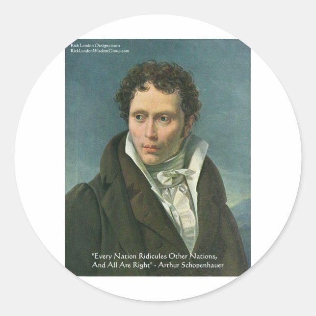 Pegatina Redonda Turno de citas de Arthur Schopenhauer "Naciones Ri (Anverso)