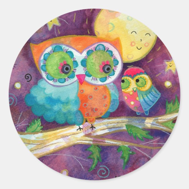 Pegatina Redonda Turno de noche (Anverso)