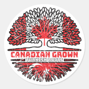 Pegatina Redonda Turquía Bandera de raíces turcas canadienses de ár