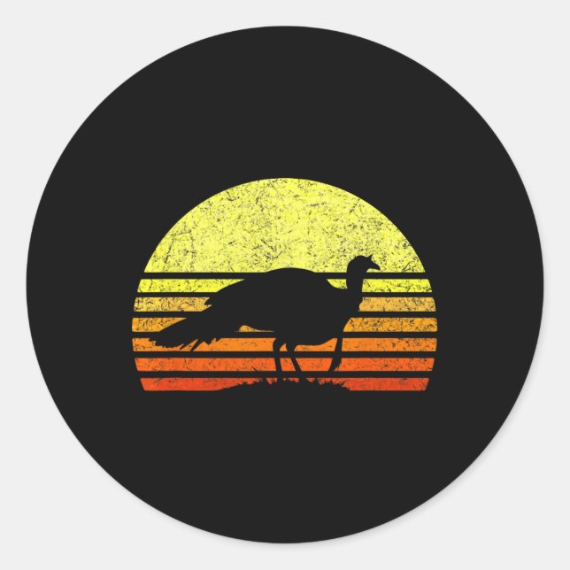 Pegatina Redonda Turquía Caza Retro Sunset Upland Bird Hunter Tha (Anverso)