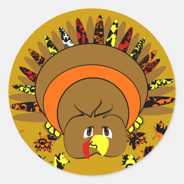 Pegatina Redonda Turquía de color completo y suave (Anverso)