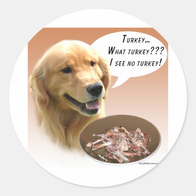 Pegatina Redonda Turquía del Golden Retriever (Anverso)