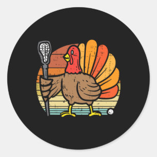 Pegatina Redonda Turquía Lacrosse Retro Thankding Sports Lax Men
