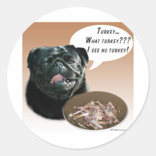 Pegatina Redonda Turquía Pug (negra)