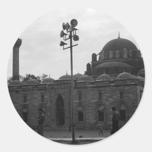 Pegatina Redonda Turquía Vintage Estambul mezquita camii Beyazit Ca