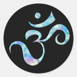 Pegatina Redonda Turquoise Marbled Om