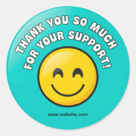 Pegatina Redonda Turquoise Smiley Thank You Business Sticker 