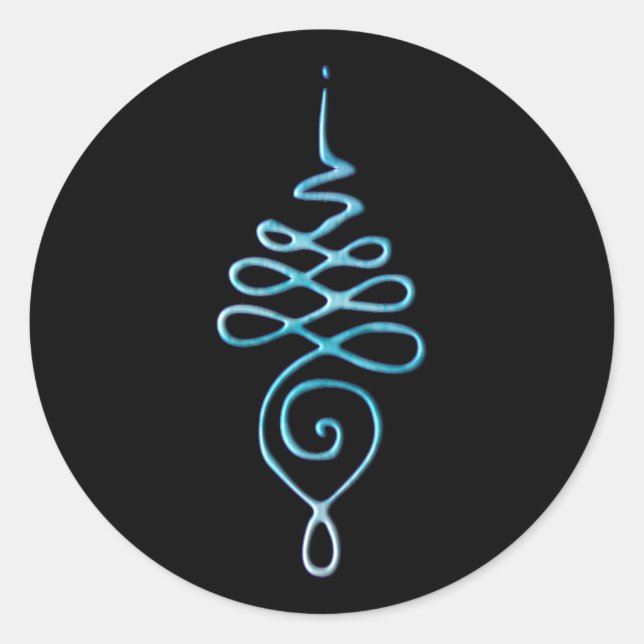 Pegatina Redonda Turquoise Unalome (Anverso)