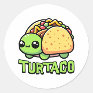 Pegatina Redonda ¡Turtaco! Taco Pun