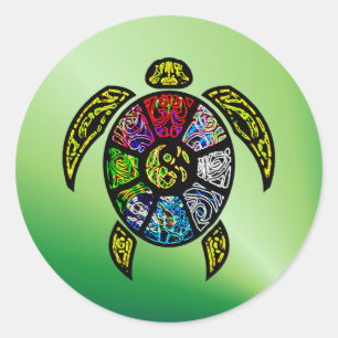 Pegatina Redonda Turtle Ba-Gua