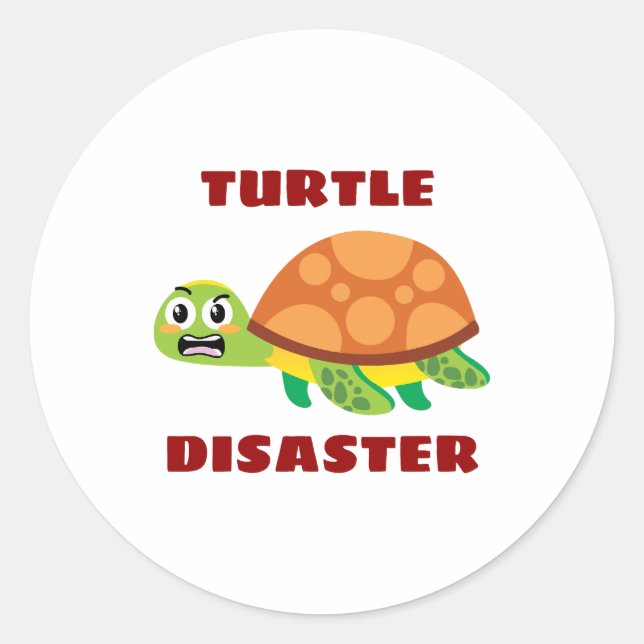 Pegatina Redonda Turtle Disaster Turtle Pun (Anverso)