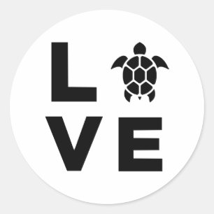 Pegatina Redonda Turtle Lover Gift Love Sea Turtles Heart