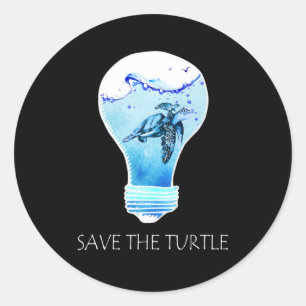 Pegatina Redonda Turtle Lover Salvar la tortilla