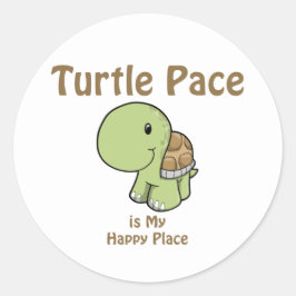 Pegatina Redonda Turtle Pace - Happy Place