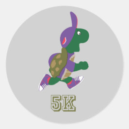 Pegatina Redonda Turtle Runner 5K - Púrpura
