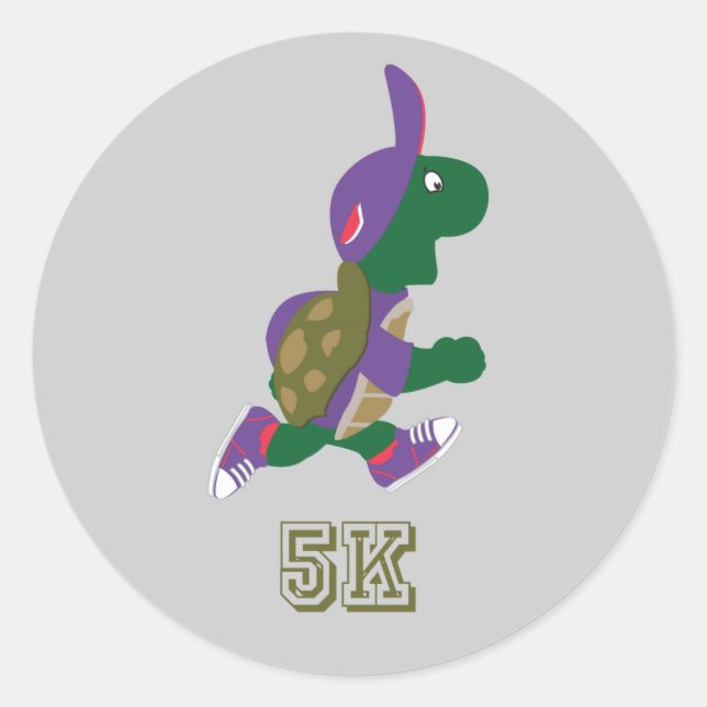 Pegatina Redonda Turtle Runner 5K - Púrpura (Anverso)