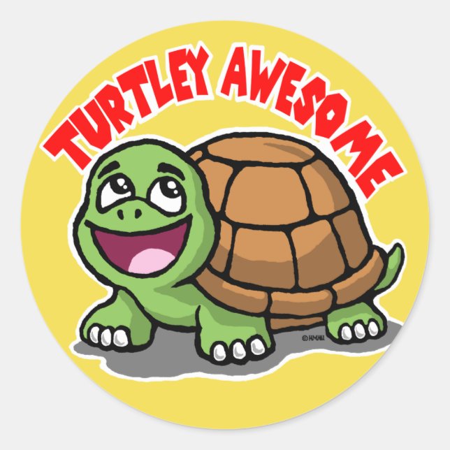 Pegatina Redonda Turtley Awesome (Anverso)