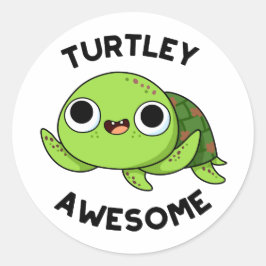 Pegatina Redonda Turtley Awesome Funny Turno Pun
