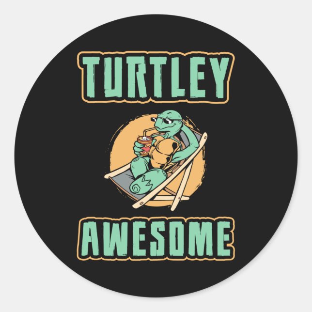 Pegatina Redonda Turtley Awesome Turtle Lover Turtles Funny Gift (Anverso)