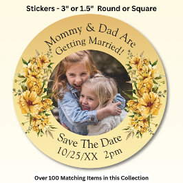 Pegatina Redonda Tus Hijos Fotografían A Mamá Casándose Con Papá