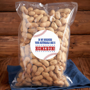 Pegatina Redonda Tus referencias son un pop de béisbol Homerun de