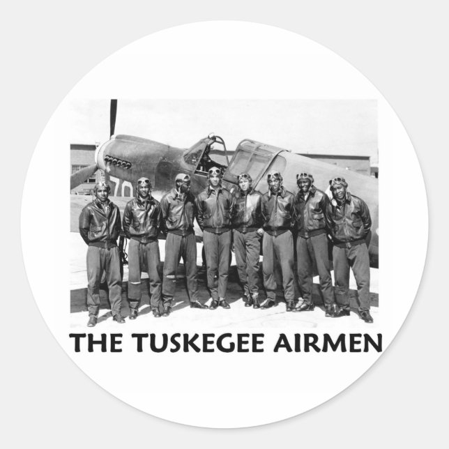 Pegatina Redonda Tuskegee Airmen (Anverso)