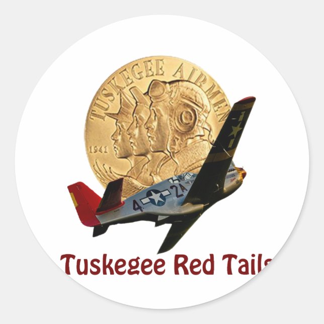 Pegatina Redonda Tuskegee Red (Anverso)
