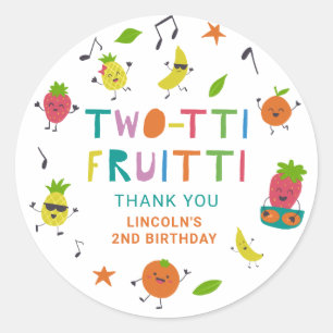 Pegatina Redonda Tutti Fruitti Cumpleaños Personalizado Frutas Lind