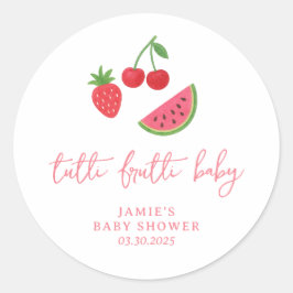 Pegatina Redonda Tutti Frutti Baby Shower 