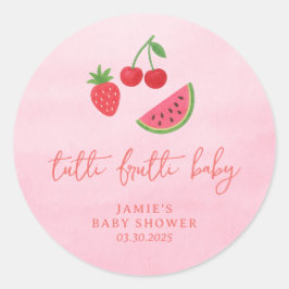 Pegatina Redonda Tutti Frutti Baby Shower 