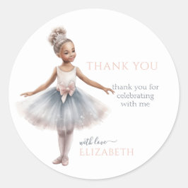 Pegatina Redonda Tutu Cute Elegant Ballerina Watercolor Cumpleaños