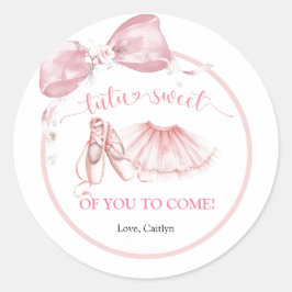 Pegatina Redonda Tutu de Coqueta con Lazo Rosa Dulce Gracias
