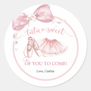 Pegatina Redonda Tutu de Coqueta con Lazo Rosa Dulce Gracias