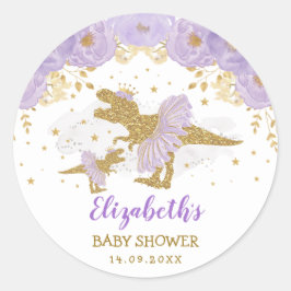 Pegatina Redonda Tutu Tiara Chica Baby Shower