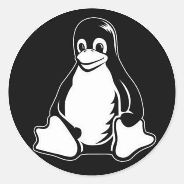 Pegatina Redonda Tux Black (Anverso)