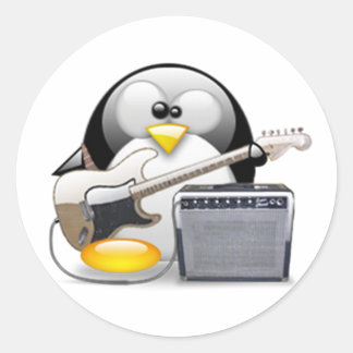 Pegatina Redonda Tux clásico americano de guitarra y amplificador