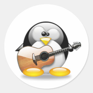 Pegatina Redonda Tux de guitarra acústica (Linux Tux)