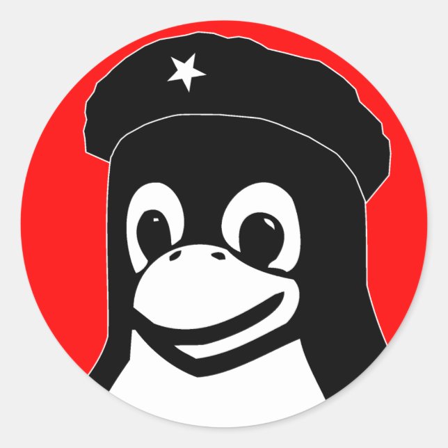 Pegatina Redonda Tux Guevara (Anverso)