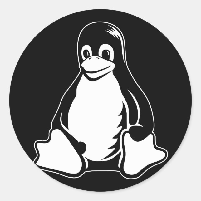 Pegatina Redonda Tux Penguin - (Linux, Open Source, Copyleft, FSF) (Anverso)