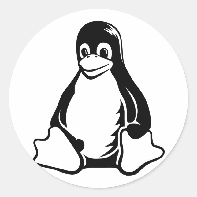 Pegatina Redonda Tux Penguin - (Linux, Open Source, Copyleft, FSF) (Anverso)
