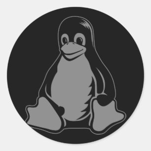 Pegatina Redonda Tux Penguin - (Linux, Open Source, Copyleft, FSF)