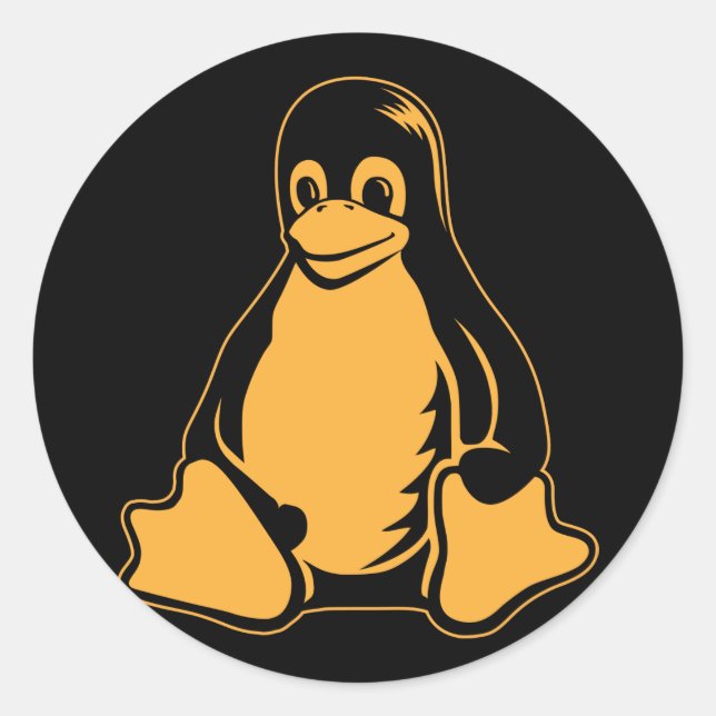 Pegatina Redonda Tux Penguin - (Linux, Open Source, Copyleft, FSF) (Anverso)