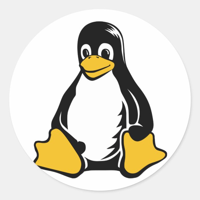 Pegatina Redonda Tux Penguin - (Linux, Open Source, Copyleft, FSF) (Anverso)